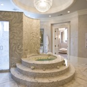 View of Rotunda Bath from MTI Whirlpools - architecture, ceiling, column, daylighting, estate, floor, home, interior design, lobby, structure, wall, gray