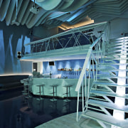 View of Hotel bar featuring sculptural roof which architecture, blue, interior design, teal