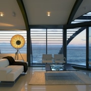 View of the open-plan living area which features apartment, architecture, ceiling, condominium, daylighting, interior design, living room, penthouse apartment, real estate, window