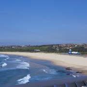 View of neighboring beach from balcony of an bay, beach, body of water, cape, coast, coastal and oceanic landforms, daytime, horizon, inlet, ocean, promontory, sand, sea, shore, sky, tourism, vacation, blue, teal