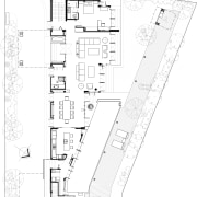View of architectural floor plans. - View of architecture, area, black and white, design, diagram, drawing, floor plan, font, line, line art, plan, product design, schematic, structure, technical drawing, text, urban design, white