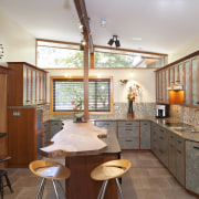 View of this contemporary kitchen with many accessories cabinetry, countertop, cuisine classique, interior design, kitchen, real estate, room, brown, gray