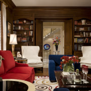 View of living area with furniture - View couch, furniture, home, interior design, living room, room, red, brown