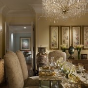 View of dining area featuring dining furniture and ceiling, dining room, estate, home, interior design, living room, room, window, brown