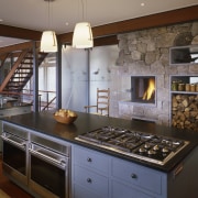 View of kitchen designed by Elliot + Elliot cabinetry, countertop, cuisine classique, home appliance, interior design, kitchen, gray, black