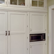 View of kitchen designed by Jennifer Gilmer Kitchen cabinetry, countertop, cupboard, furniture, home appliance, kitchen, product, room, wood stain, gray