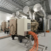 View of mechanical heating and air conditioning at engineering, factory, industry, machine, manufacturing, gray