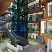 View of the Ironbank building which features rustic apartment, architecture, building, interior design, lobby, mixed use, gray