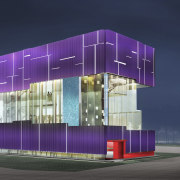 Conceptual view of the Hong Kong pavilion and architecture, building, elevation, facade, house, mixed use, product design, purple, structure, blue