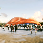 conceptual view of the exterior of the UAE architecture, leisure, pavilion, structure, tree, white, brown