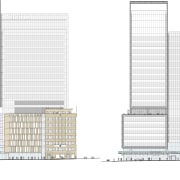 View of the Deloitte Centre at 80 Queen angle, architecture, area, building, design, elevation, facade, line, mixed use, pattern, product design, skyscraper, structure, tower block, white