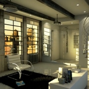 View of a high-end bathroom which features a interior design, lobby, loft, brown