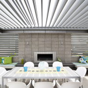 Exterior view of an outdoor entertaining area which ceiling, daylighting, interior design, real estate, roof, white, gray