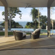 View of the patio at this self sustainable architecture, condominium, estate, floor, home, house, property, real estate, gray