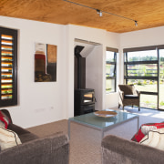 view of lounge which features sofas, glass-topped coffee house, interior design, living room, property, real estate, room, window, white