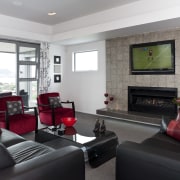 View of the lounge of a home built home, interior design, living room, property, real estate, room, window, white, black