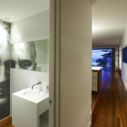 Powder room with modern bathroomware &amp; classical face art, art exhibition, art gallery, exhibition, interior design, modern art, room, wall, brown