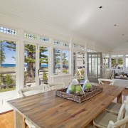 View of beachfront house with courtyard, formal living ceiling, estate, home, interior design, living room, property, real estate, window, gray