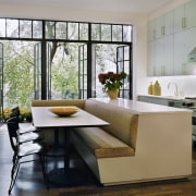 View of contemporary kitchen - View of contemporary furniture, interior design, living room, room, table, window, gray
