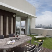 Exterior view of the patio - Exterior view apartment, architecture, home, house, interior design, patio, penthouse apartment, real estate, roof, gray