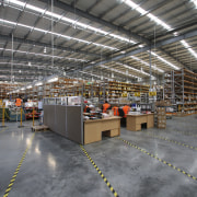 Interior view of the warehouse at Schneider Electrical factory, industry, manufacturing, warehouse, gray