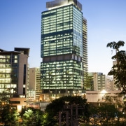 34-story building, 400 George St, Brisbane - 34-story apartment, architecture, building, city, cityscape, commercial building, condominium, corporate headquarters, daytime, downtown, facade, headquarters, home, hotel, landmark, metropolis, metropolitan area, mixed use, neighbourhood, real estate, reflection, residential area, sky, skyline, skyscraper, tower, tower block, tree, urban area, black