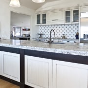 Traditional kitchen with bright outlook - Traditional kitchen cabinetry, countertop, cuisine classique, floor, flooring, home, interior design, kitchen, room, sink, gray, white