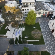 Exterior view of St Patrick's Square which was aerial photography, architecture, bird's eye view, building, city, condominium, house, metropolitan area, mixed use, neighbourhood, residential area, suburb, tree, urban area, urban design, gray