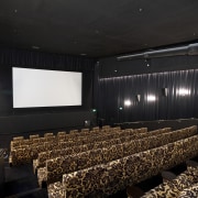 Interior view of the cinema at the refurbished auditorium, performing arts center, theatre, black