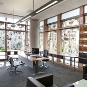 Interior view of the Supreme Court where Norman interior design, white
