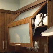 View of modern kitchen accessories in this traditional cabinetry, furniture, home, interior design, room, wood, brown