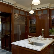 Luxury kitchen by Noel Jeffrey, The Jeffrey Design cabinetry, ceiling, countertop, cuisine classique, interior design, kitchen, room, red, brown