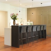 Warm colours featured in this traditional kitchen - ceiling, floor, flooring, furniture, hardwood, interior design, laminate flooring, table, wood flooring, white, orange