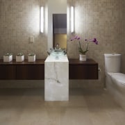 Interior view of a modern bathroom - Interior bathroom, floor, flooring, home, interior design, laminate flooring, room, tile, wall, wood flooring, brown, gray
