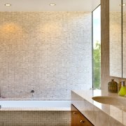 View of the bathroomcarrillo horizon 0910-113 v1 - architecture, bathroom, ceiling, floor, flooring, interior design, room, tile, wall, gray, orange