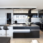 View of modern kitchen - View of modern countertop, interior design, kitchen, gray, black, white