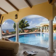 Exterior view of pool with arches &amp; pillars estate, home, leisure, property, real estate, resort, resort town, swimming pool, vacation, villa, brown, gray