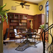 Interior view of study - Interior view of estate, home, interior design, living room, lobby, property, real estate, room, brown