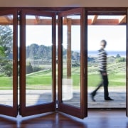 View of windows set into timber joinery by door, home, real estate, window, red