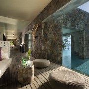 View of Four Seasons Seychelles high-end resort - architecture, estate, home, interior design, room, brown