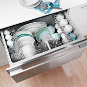 View of kitchen featuring Fisher &amp; Paykel DishDrawers. furniture, home appliance, kitchen appliance, major appliance, product, product design, white