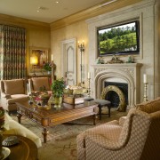 View of living area in this Italian villa-styled estate, home, interior design, living room, real estate, room, suite, brown