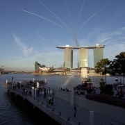 Marina Bay Sands, Singapore - Marina Bay Sands, fixed link, sea, sky, tourist attraction, waterway, black, blue