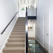 Interior view of a modern home by Jessop architecture, ceiling, daylighting, floor, handrail, house, interior design, product design, stairs, white, gray