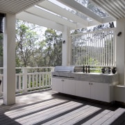 Patio of a typical Sydney beach house by architecture, daylighting, deck, outdoor structure, structure, gray