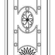 Architectural view of an Iron door design - area, black and white, design, drawing, font, line, line art, monochrome, pattern, product, structure, text, white, white
