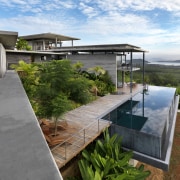 View of modern home designed by Design Unit architecture, estate, home, house, property, real estate, water, gray