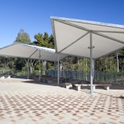 Exterior view of Albany Senior High School - canopy, real estate, roof, shade, structure, white