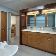 View of bathroom which features a vanity with bathroom, bathroom accessory, bathroom cabinet, cabinetry, interior design, room, gray, brown