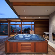 View of the spa by The Spa and architecture, estate, house, interior design, real estate, swimming pool, wood, red